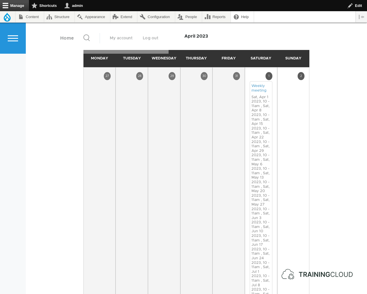 Calendar view with incorrect date display configuration