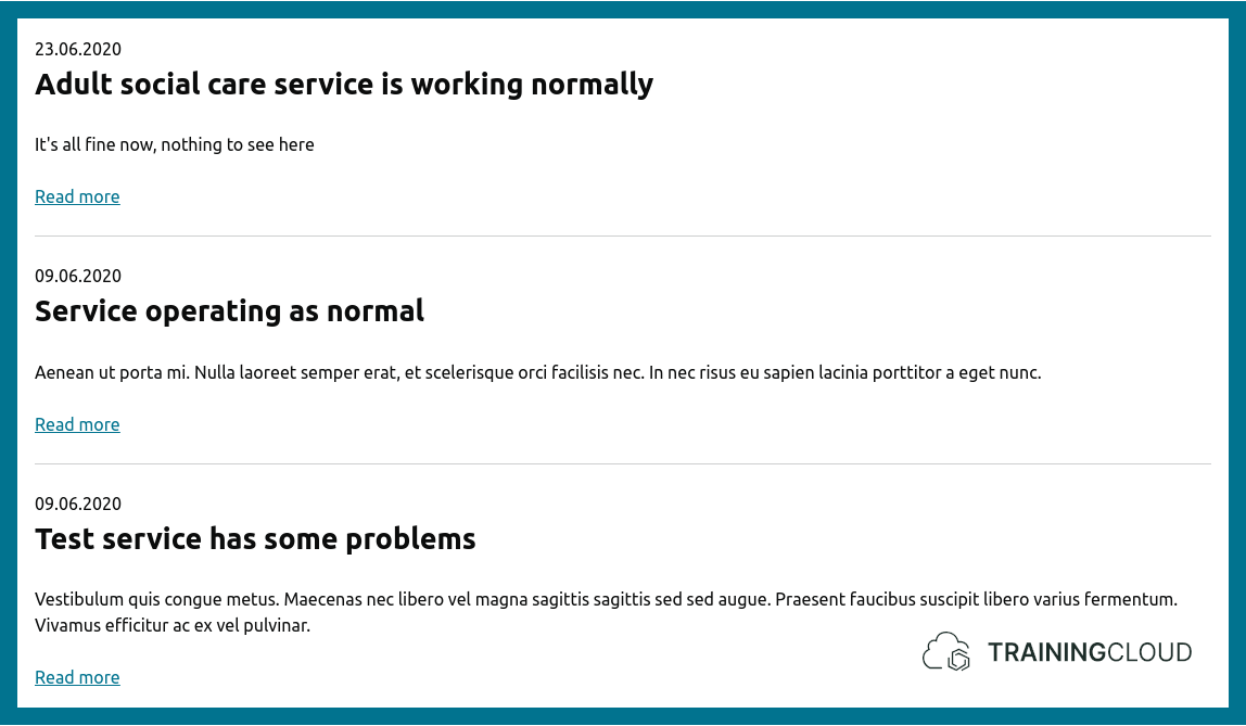 A screenshot of a LocalGov Drupal Service status page.